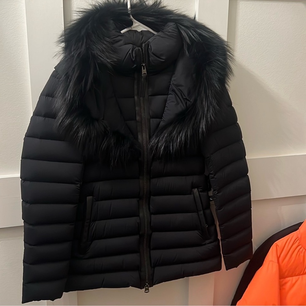 Mackage Black Puffer Jacket with Fur Trim